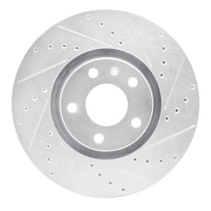 Audi A6 Quattro Brake Rotor (1) - Front Right - R1 Concepts - Drilled & Slotted - Silver - `05-`11